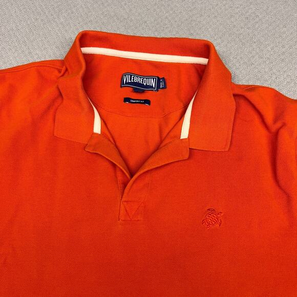 Vilebrequin Polo Shirt Mens XXL Orange Cotton Knit Classic Preppy Activewear - Picture 3 of 9